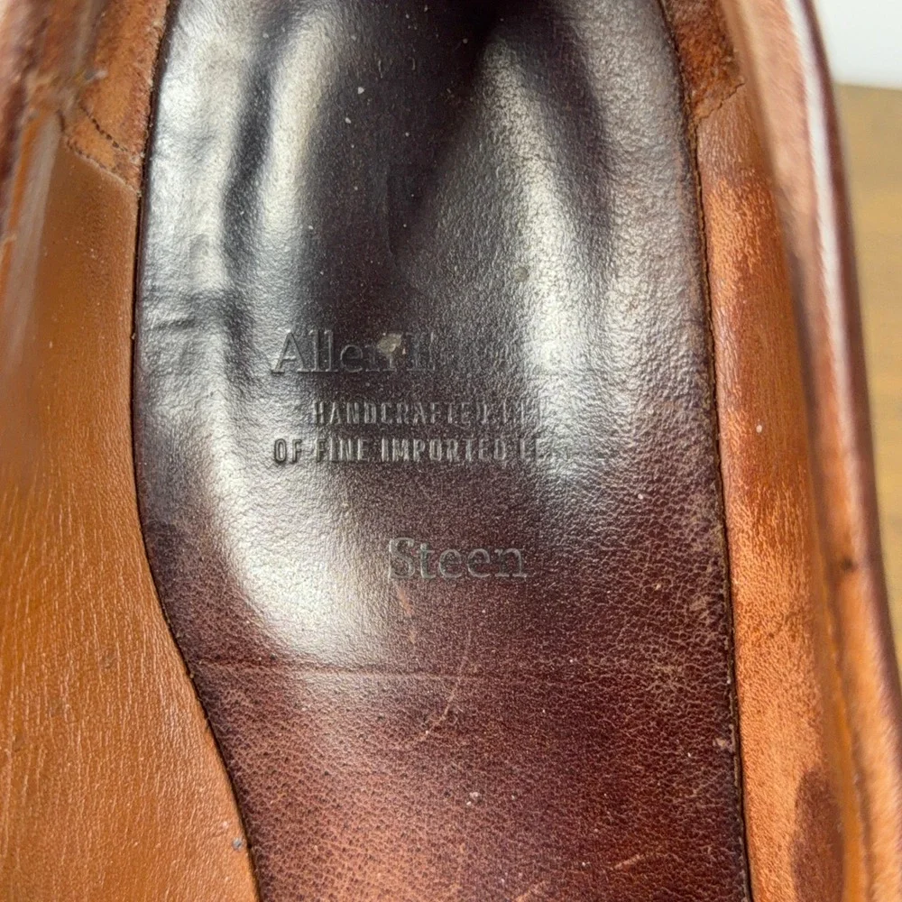 Allen Edmonds Shoes Mens 9.5 D Brown Steen Leather Apron Toe Dress Loafers